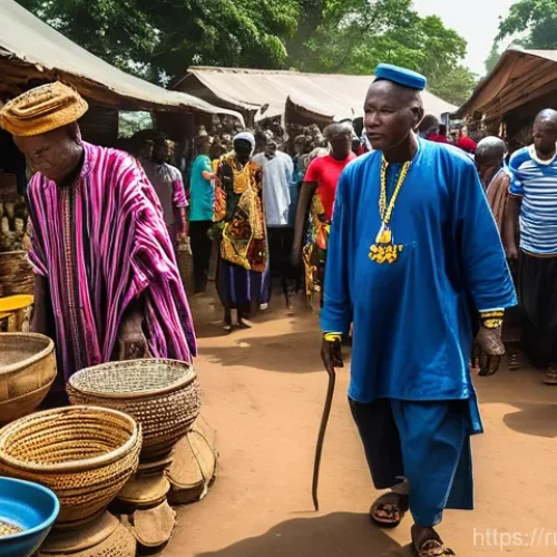 Home 29 토고의 종교와 신앙생활 - **Togolese Fetish Market and Traditional Spiritual Gathering:**
A bustling and culturally vibran...