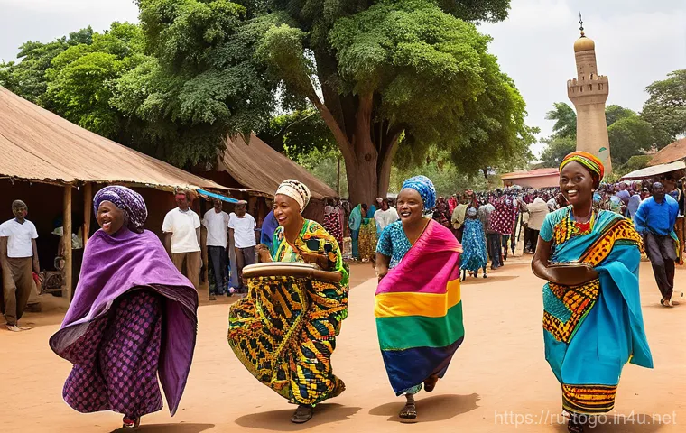 토고의 종교와 신앙생활 - **Togolese Fetish Market and Traditional Spiritual Gathering:**
    A bustling and culturally vibran...