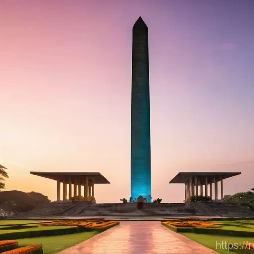 토고 독립광장 역사 - **Prompt:** "A grand, cinematic shot of the Independence Monument in Lomé, Togo, at the golden hour....