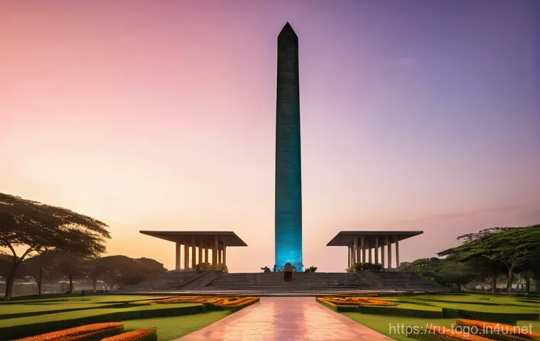 토고 독립광장 역사 - **Prompt:** "A grand, cinematic shot of the Independence Monument in Lomé, Togo, at the golden hour....