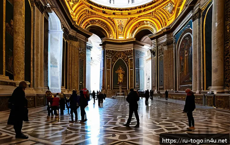 로메 대성당 관광 정보 - A detailed interior view of St. Peter&rsquo;s Basilica in Vatican City during a quiet weekday morning, sho...