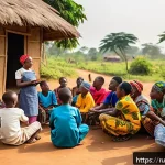 Home 23 토고의 전염병 및 보건 문제 - A community health worker in a small Togolese village holding an educational session outdoors with l...